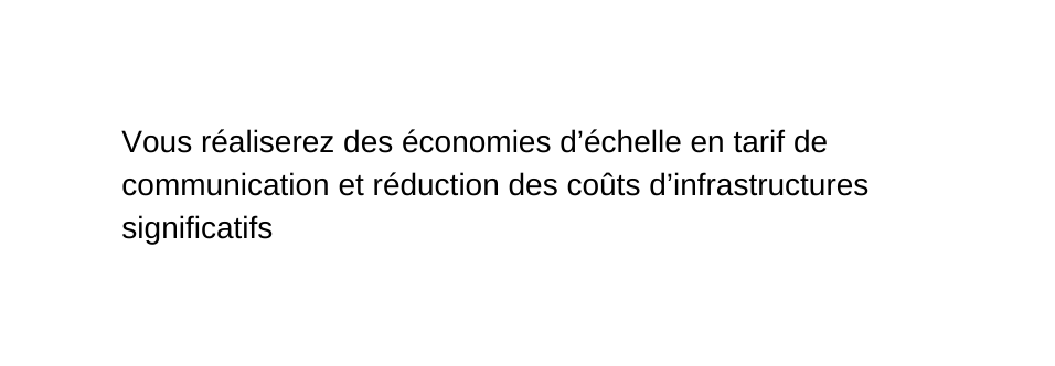 Vous réaliserez des économies d échelle en tarif de communication et réduction des coûts d infrastructures significatifs