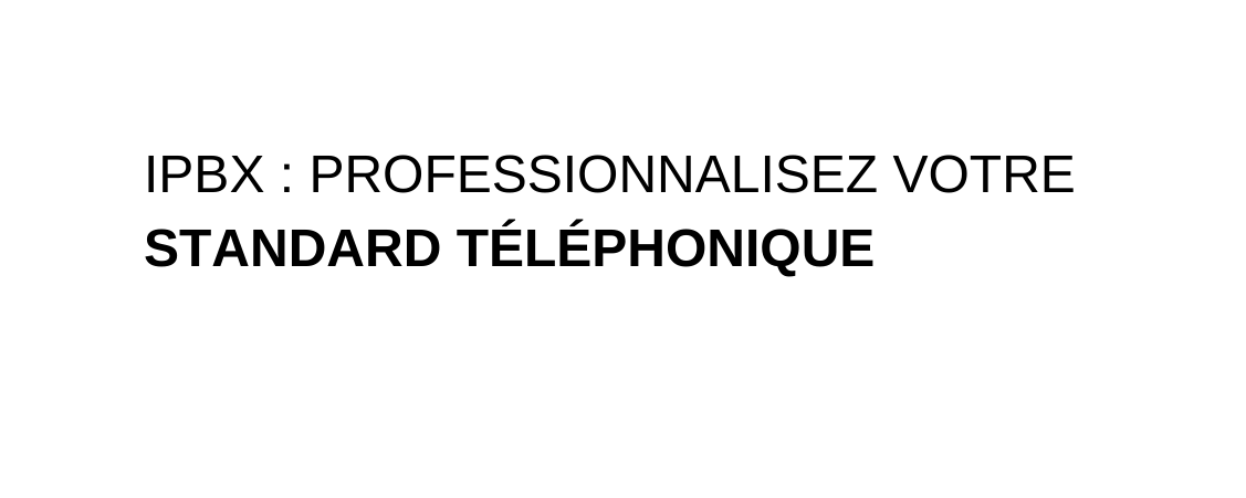 IPBX PROFESSIONNALISEZ VOTRE STANDARD TÉLÉPHONIQUE