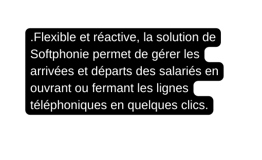 Flexible et réactive la solution de Softphonie permet de gérer les arrivées et départs des salariés en ouvrant ou fermant les lignes téléphoniques en quelques clics