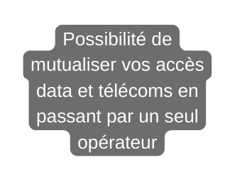 Possibilité de mutualiser vos accès data et télécoms en passant par un seul opérateur